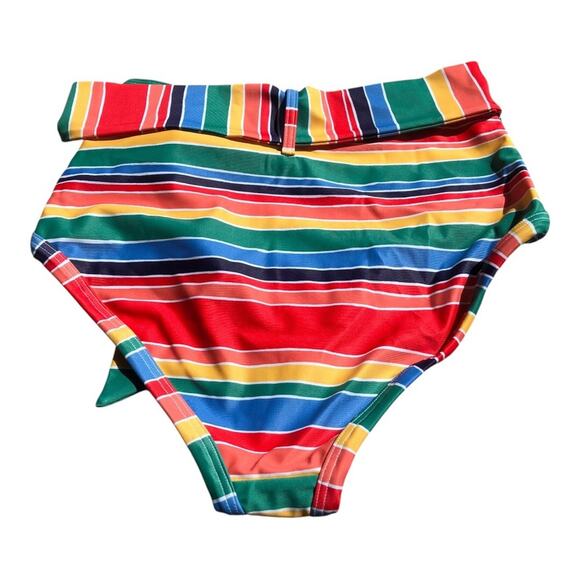 ModCloth NWT Greta Rainbow Stripe Detachable Belt High-Waisted Bikini Bottom MD - Picture 5 of 13